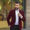 Erkekler Erkekler Erkek Bordo Siyah Pantolon Düğün Smokin Çifte Göğüslü Velvet Blazer Akşam Yemeği İtalyan Tarzı Ceket Sigara Takım elbise Partisi