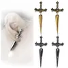 Ohrstecker 1 Paar Gothic Kinitial Schwert für Frauen Vintage Coole Punk Kristall Ohrjacke Goth Dolch Schmuck Geschenk Männer