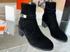 RealFine888 5A Boots HM8104300 Frenchie 50 الكاحل الحذاء من العجل المصمم أحذية المصمم للنساء مع حجم الصندوق 35-40