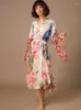 Casual Dresses Beach Kimono For Women Peocock Printed Swimsuit Cover Up Self Belted Wrap Seaside Bathing Suits Beachwear