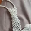 Halsband elegant pärla slips kvinnors slips tunga pärlstopp dekorativa krage ihåliga falska kvinnliga mode bröllop accessori207u