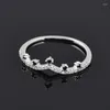 클러스터 반지 LEEKER KOREAN Style Black Crystal Crown for Women Rose Gold Sier Color Accessories Fashion Jewelry 051 LK6