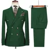 남성 정장 2023 의상 homme 화이트 이중 가슴 남성을위한 사업 신랑 결혼식 Terno Masculino Slim Fit 2PC (Blazer 바지)