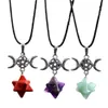 Moon Star Charms Natural Stone Crystal rzeźbia Merkaba Heksagram kwarcowy Agates Wisenda do tworzenia biżuterii naszyjnika