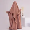 Ropa étnica Khimar Set 2 piezas Abaya Jilbabs para mujeres Vestido de oración islámica con bufanda Hijab Dubai Turk Muslim Umrah Outfit Ramadán