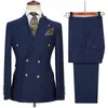 남성 정장 2023 의상 homme 화이트 이중 가슴 남성을위한 사업 신랑 결혼식 Terno Masculino Slim Fit 2PC (Blazer 바지)