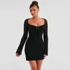 Casual Kleider Townlike Stricken Schlank Bodycon Kleid Frauen Trägerlosen Mini 2023 Herbst Winter Backless Nachtclub Sexy Party