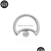 Näsringar Studs Septum Piercings Zircon Titanium Nose Ring G23 gångjärn labret Helix Segmentörhängen y Industrial Hoop Body Jewelry J Dhdgk