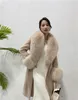 Pelliccia sintetica da donna Furshehe 2023 Autunno Inverno Donna Cappotto vero misto lana cashmere con polsini colletto staccabili Cappotto slim da donna 231012