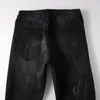 Jeans voor heren Zwart Amerikaans streetwear Trendy potlood met letterstickers Denim broek voor heren Dames Slim Fit Patched Ripped
