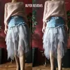 Skirts TAFN Denim Jeans Tulle Womens High Waist Long Mesh Pleated Midi Y2K Gothic Skirt With Pockets Belt Tutu Jupe 2023