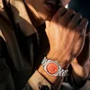 Women s Watches AKNIGHT Watch for Men Orange Dial Analog Quartz Wristwatches Waterproof Chronograph Business Stainless Steel Band 231012