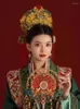 Pinces à cheveux bâton couronne de phénix Ming coiffure femmes mariée bijoux chinois ornements robe de mariage étape rouge frange épingle accessoires