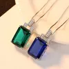 Necklaces European New Colorful Square Gem Designer Jewelry Pendant Jewelry Four Claw Set Zircon Necklace Women's Wedding Party Valentine's