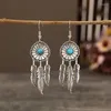 Dangle Oorbellen Bohemian Vintage Kwastje Dromenvanger Veer Turquoise Drop Earring Voor Vrouwen Party Punk Sieraden Geschenken Eh2189