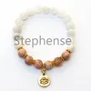 MG0652 2A Grau Moonstone Sunstone Pulseira Pedra Preciosa Natural Chakra Lotus Charme Pulseira Yoga Novo Design Balance Mala Bracelet215M