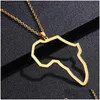 Pendant Necklaces Stainless Steel Africa Map Pendant Necklace Hip Hop Gold Chains Necklaces For Women Men Fashion Jewelry Jewelry Neck Dhpl8