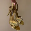 Slingback Aquazzura Stiletto Sandals Sandals Rhinestone Dekoracyjna skórzana podeszwa podeszwa damskie imprezowe buty wieczorowe projektant wysokie obcasy 35-43 z pudełkiem Oryginalna jakość