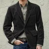 Chaquetas para hombres Chaqueta de hombre Manga larga Bolsillos con solapa Solo pecho Hombres Abrigo Otoño Invierno Corduroy Solapa Oficina Traje Chaqueta 231011