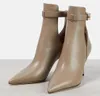 Winter Merk Vrouwen Puntschoen Nell Enkellaars Kalfsleer Booties Hoge Heeks Dame Motorlaarzen Party Trouwjurk Top kwaliteit Boot EU35-43 Met Doos