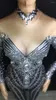 Palco desgaste outono malha profunda pescoço gemstone pérola vestido sexy meninas baile de formatura roupa exclusiva