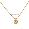 Cute Heart Natural Shell Pendant Necklace Stainless Steel Collar Necklaces Gift Jewelry Dhgarden Ot24R