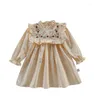 Kız Elbiseler Kız Bebek Kız Fransız Elbise Bebek Giysileri Sonbahar Çocuk Nakış Stand Yakası Kabarcık Fırıltı Uzun Kollu Çocuk Bahar Tarzı