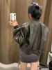 여자 재킷 RARF 여성 빈티지 모방 가죽 폭격기 재킷 코트 탑 여자 스타일 231012