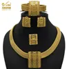 Conjunto de joias com corrente de luxo, conjunto de joias africanas 24k, cor dourada dubai, conjunto de coleção de casamento árabe indiano, brinco para mulheres h102060