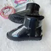 Designer-Tazz-Tasman-Australien-Australian-Klassiker, durchsichtige Mini-Stiefel, Damen, Damen, Winter, Schnee, Fell, pelzig, Junge, Mädchen, Kinder-Satin-Stiefeletten, knöchelschneit, halbes Knie, kurze Fliege