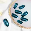 Faux ongles 24 pièces/ensemble ovale Faux métal effet miroir taille moyenne or argent rouge bleu couleurs Faux Ongles presse sur ongles acryliques