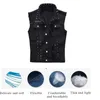 Men's Vests Denim Vest Men Punk Rock Rivet Cowboy Black Jeans Waistcoat Fashion Motorcycle Style Sleeveless Jacket M6XL 231011