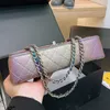 Designer Women CF Flap Gradient Shoulder Bag channelism Luxury C Diamond Lattice Nappa Leather Pearl Light Film Handbags Chain Strap Crossbody Bags