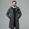 Męskie Parkas Winter Men's Long Down Jacket Gruby ciepły płaszcz zamek z kapturem z kapturem bawełniany mody swobodny wykop 2023 231011