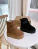 Stövlar mini neumel plattform boot designer kvinna vinter ankel australien snö tjock botten äkta läder varm fluffig päls cowskin hook loop bnv