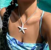 Boho Multilayer White Rope Chain With Large Starfish Star Pendant Necklace for Women Summer Choker Necklace Jewelry Accessories