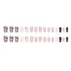 False Nails 24Pcs/Set Nail French Pink Rhinestone Fake Tips Full Cover Acrylic Decoration For Tip Beauty