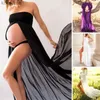 Maternity Dresses Slit-Front Pregnant Maternity Dresses For Pregnancy Pregnant Clothes Maxi Gown Women Sexy Photo Shoot Photography Props ClothingL231012