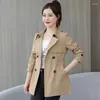 Women's Trench Coats Clothing Autumn Winter Thin Office Lady Casual Korean Patchwork Solid Color Pockets Epaulet Blazers Button Tops