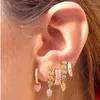 Hoepel Oorbellen INS Stijl Roze Emaille Meerdere Ster Kruis Hart Bloem Dangle Earring Voor Vrouwen Keten Mode Zoete Sieraden Pendientes
