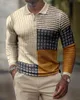 Herrpolos Spring European och American 3D Printing Casual Retro Long-Sleeved Men's Polo Shirt 231011