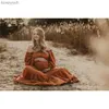 マタニティドレス新しいマタニティドレスフォトショート服妊娠中の女性用リネンコットンドレス写真撮影妊娠レトロルーズフィッティングガウン231012