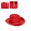 Caps Hats 1Pc Childrens Brown Red Felt Cowboy Hat Western Big Eaves Novelty Christmas Felt Cowgirl Hat Costume for Kids Boys Girls 231012
