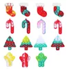 Pop Fidget Christmas Keychain Squeeze Stress Relief Sensory Hand Toy Silicone Party Favors Silicone MiniBubble Poppers