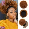 Perucas de renda racily cabelo afro puff cordão rabo de cavalo cabelo humano brasileiro curto encaracolado cordão rabo de cavalo afro puff bun chignon acessórios 231012