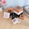 Jewelry Pouches 6Pcs Folding Kraft Paper Gift Box With Window Packaging DIY Cake Carring Case Wedding Birthday Party Decoration