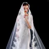 Bridal Veils Eleganckie koronkowe aplikacje Wedding Made 3 długie katedra białe pędzel Ogon Znakomity kryształowy błyszczący