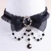 Pendant Necklaces Kymyad Lace Choker For Women Simulated Pearl Jewelry Collar Necklace Tassel Chains Beads Moon