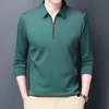 Men's Polos Solid Polo Shirt Lapel Long sleeved Zipper Collar Fashion Spring and Autumn Thin Casual Loose Tops 231012