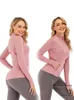 Lulus Women Yoga Outfit Sports Jacket Stand-Up Collar Half Zipper Lång ärm Tight Yogas Shirt Gym tumme Athtic Coat Gymkläder Hög kvalitet med LL-logotyp